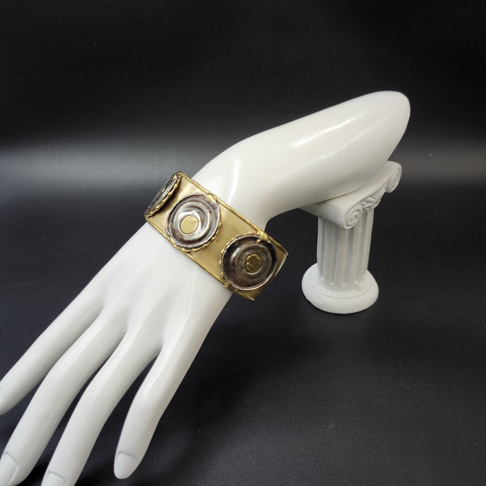 Chic Gold and Silver Circular Brutalist Bracelet